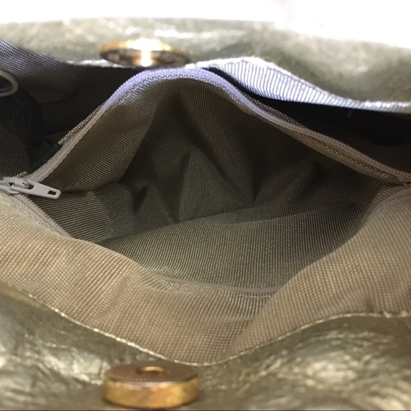 SAS Gold Handbag Leather Hobo Lots of Pockets Shoulder Bag - Picture 9 of 16